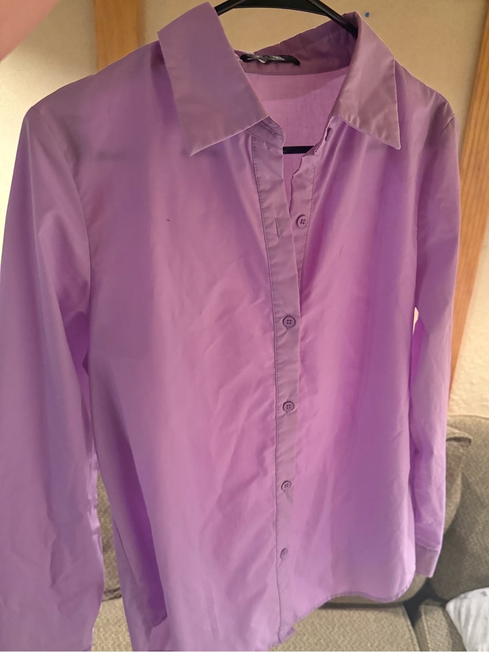 Womens Lavender Button-Up Dress Shirt